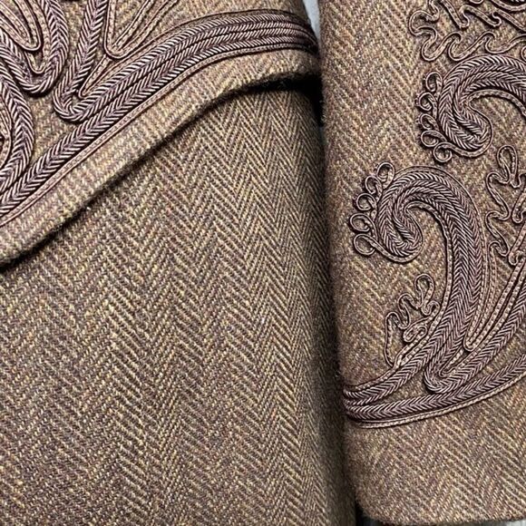 Ralph Lauren Brown Herringbone Lambswool Tweed Cap Sleeve Sheath Midi Dress - Picture 11 of 16